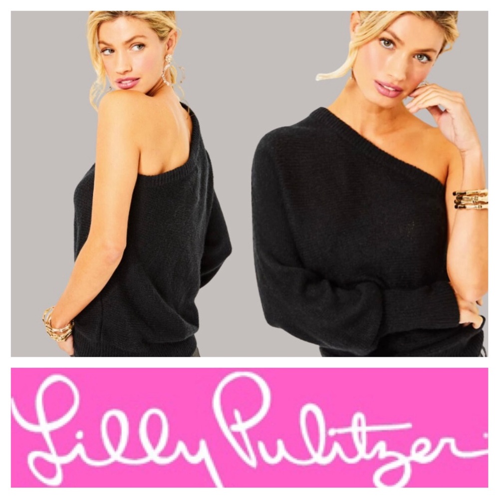 NWT Lilly Pulitzer One Sleeve Black Sweater